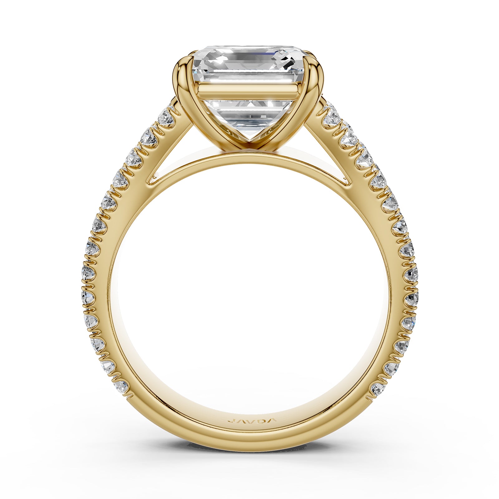 Asscher Split Shank Lab Grown Diamond Engagement French U Pave Set Ring